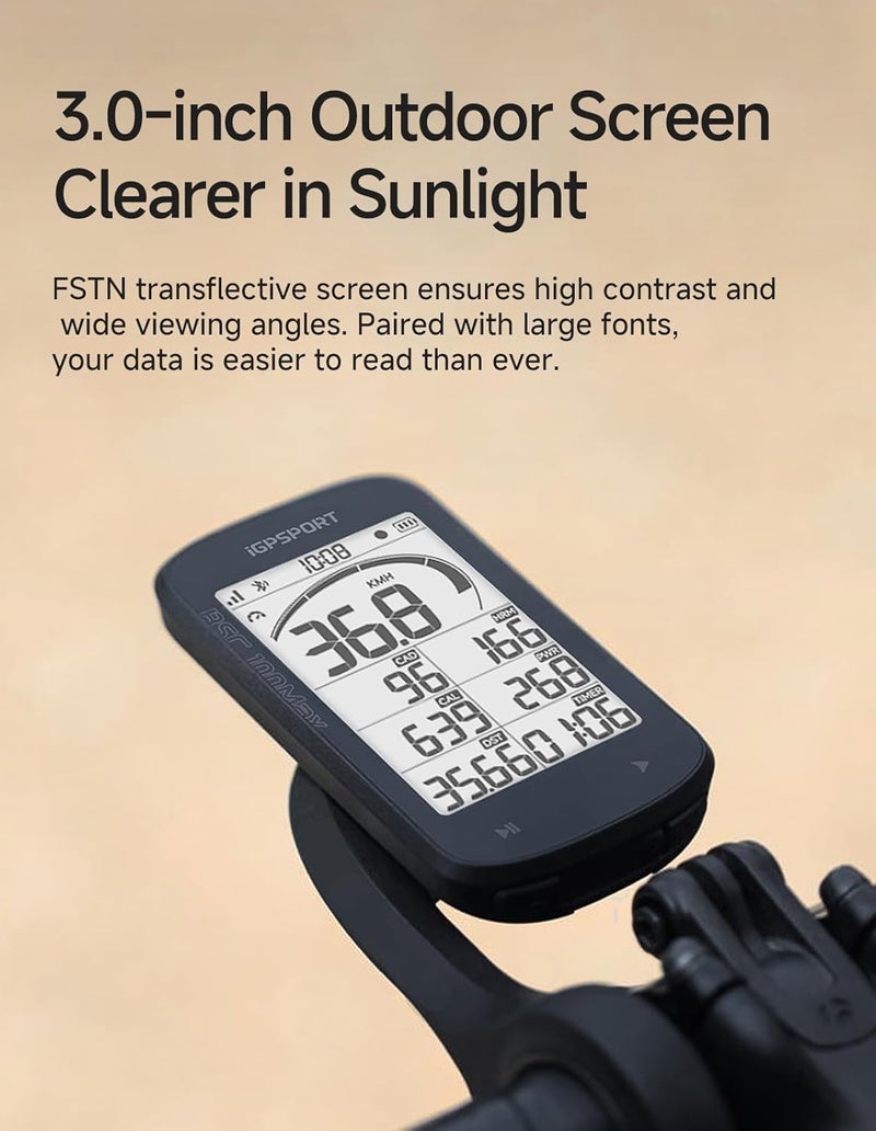Igpsport BSC100MAX GPS Bike Computer, 3'' Screen Auto Start/Stop Custom Data 40H Waterproof Bicycle Computer Wireless - Image 3